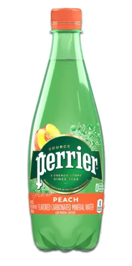 PERRIER Peach Sparkling Natural Spring Water - Click Image to Close