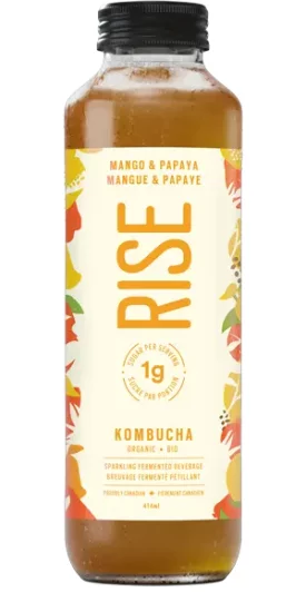 RISE Kombucha 1G - Mango & Papaya - Low Sugar - Organic - Keto - Click Image to Close