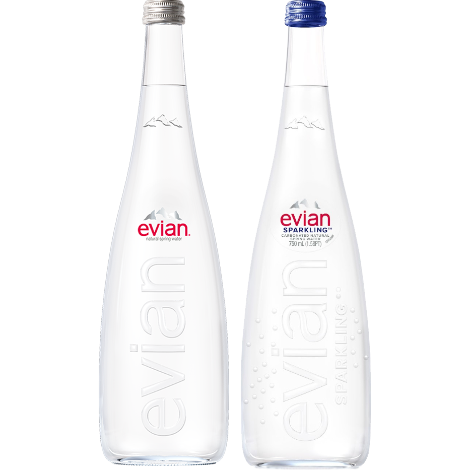 Evian 750ml Glass